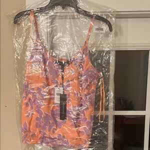 BCBGMAXAZRIA Floral Peachy/Orange and Purple Women's Top